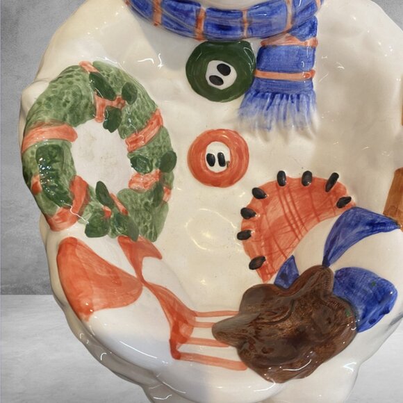 VINTAGE TREAT BOWL -- Frosty Snowman, Shallow Bowl, Christmas Decor, Tableware - Picture 8 of 8